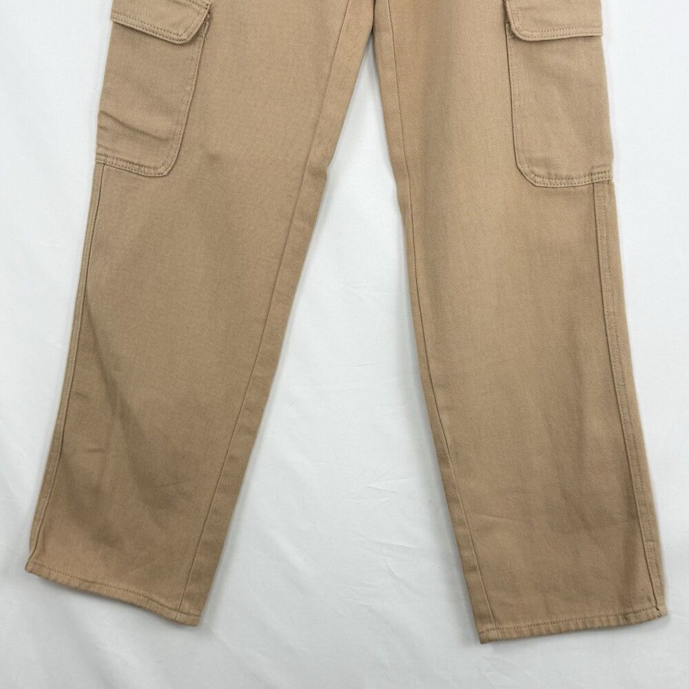 Women's Wide Leg Cargo Jeans Size 4 Relaxed Fit Denim Beige - Picture 13 of 16